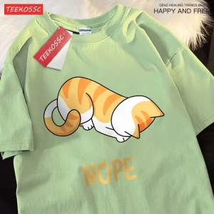 Y2k Vintage Tişört Tee Küçük turuncu kedi başını yay ve reddediyor