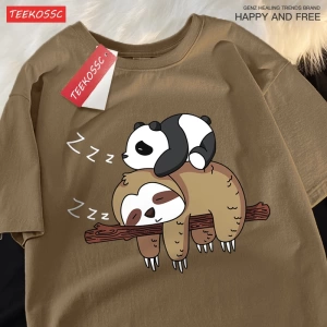 Y2k Vintage Tişört Tee Pandalar Sloths üzerinde uyku
