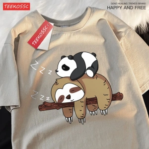 Y2k Vintage Tişört Tee Pandalar Sloths üzerinde uyku