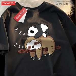 Y2k Vintage Tişört Tee Pandalar Sloths üzerinde uyku