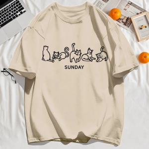 Y2k Vintage Tişört Tee Pazar Karikatür Kediler Tasarım Baskı