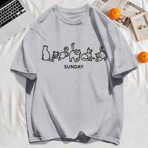 Y2k Vintage Tişört Tee Pazar Karikatür Kediler Tasarım Baskı