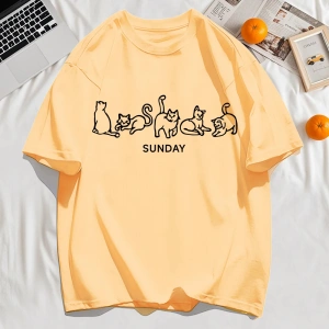 Y2k Vintage Tişört Tee Pazar Karikatür Kediler Tasarım Baskı