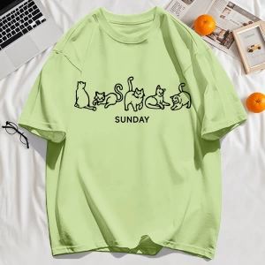 Y2k Vintage Tişört Tee Pazar Karikatür Kediler Tasarım Baskı