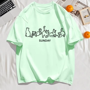 Y2k Vintage Tişört Tee Pazar Karikatür Kediler Tasarım Baskı