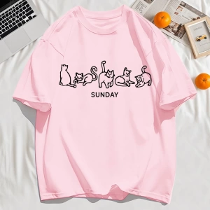 Y2k Vintage Tişört Tee Pazar Karikatür Kediler Tasarım Baskı