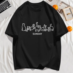 Y2k Vintage Tişört Tee Pazar Karikatür Kediler Tasarım Baskı