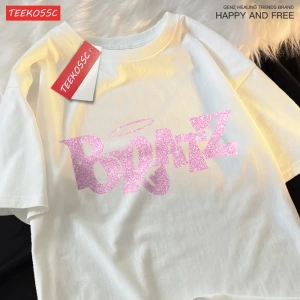 Y2k Vintage Tişört Tee Pembe karikatür mektuplar Bratz