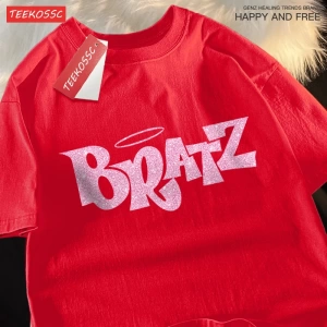 Y2k Vintage Tişört Tee Pembe karikatür mektuplar Bratz