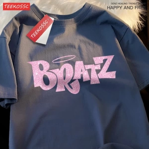 Y2k Vintage Tişört Tee Pembe karikatür mektuplar Bratz