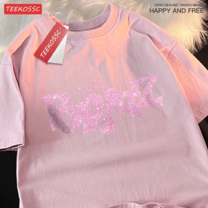 Y2k Vintage Tişört Tee Pembe karikatür mektuplar Bratz