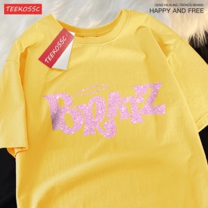 Y2k Vintage Tişört Tee Pembe karikatür mektuplar Bratz