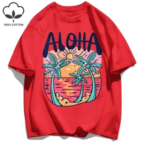Y2k Vintage Tişört Tee Plaj Tarzı Aloha Baskılar