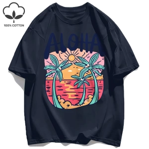 Y2k Vintage Tişört Tee Plaj Tarzı Aloha Baskılar