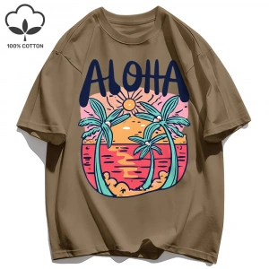 Y2k Vintage Tişört Tee Plaj Tarzı Aloha Baskılar