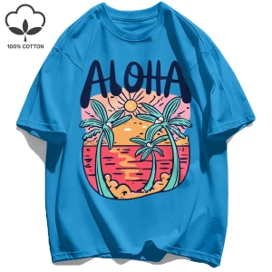 Y2k Vintage Tişört Tee Plaj Tarzı Aloha Baskılar