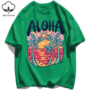 Y2k Vintage Tişört Tee Plaj Tarzı Aloha Baskılar