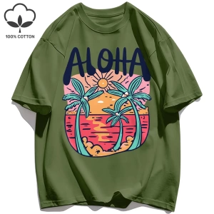 Y2k Vintage Tişört Tee Plaj Tarzı Aloha Baskılar