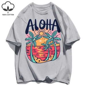 Y2k Vintage Tişört Tee Plaj Tarzı Aloha Baskılar