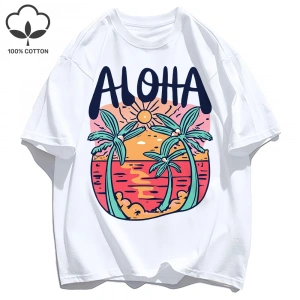 Y2k Vintage Tişört Tee Plaj Tarzı Aloha Baskılar
