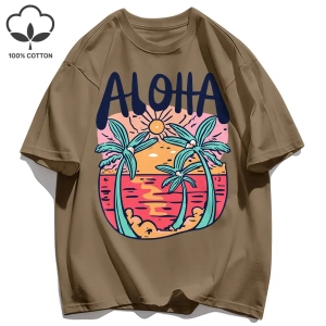 Y2k Vintage Tişört Tee Plaj Tarzı Aloha Baskılar