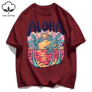 Y2k Vintage Tişört Tee Plaj Tarzı Aloha Baskılar