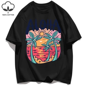 Y2k Vintage Tişört Tee Plaj Tarzı Aloha Baskılar