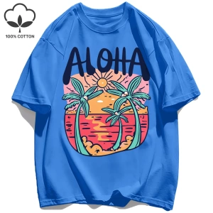Y2k Vintage Tişört Tee Plaj Tarzı Aloha Baskılar