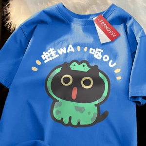 Y2k Vintage Tişört Tee Rol oynayan kurbağa kedi