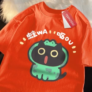 Y2k Vintage Tişört Tee Rol oynayan kurbağa kedi