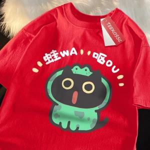 Y2k Vintage Tişört Tee Rol oynayan kurbağa kedi