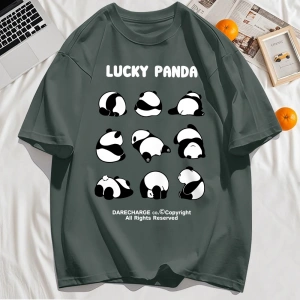 Y2k Vintage Tişört Tee Şanslı Panda Tüm Sağ Rezerve Desen