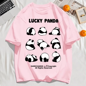 Y2k Vintage Tişört Tee Şanslı Panda Tüm Sağ Rezerve Desen