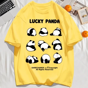 Y2k Vintage Tişört Tee Şanslı Panda Tüm Sağ Rezerve Desen