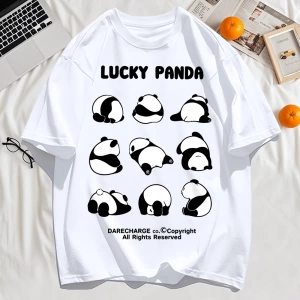 Y2k Vintage Tişört Tee Şanslı Panda Tüm Sağ Rezerve Desen