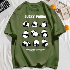 Y2k Vintage Tişört Tee Şanslı Panda Tüm Sağ Rezerve Desen