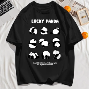 Y2k Vintage Tişört Tee Şanslı Panda Tüm Sağ Rezerve Desen