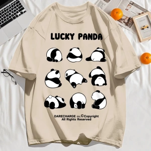 Y2k Vintage Tişört Tee Şanslı Panda Tüm Sağ Rezerve Desen