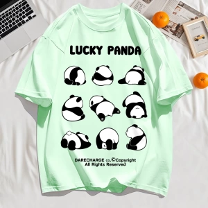 Y2k Vintage Tişört Tee Şanslı Panda Tüm Sağ Rezerve Desen