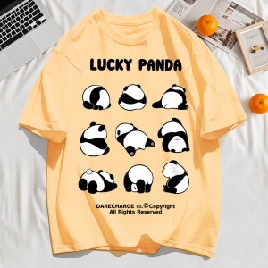 Y2k Vintage Tişört Tee Şanslı Panda Tüm Sağ Rezerve Desen