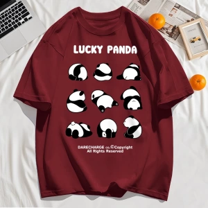 Y2k Vintage Tişört Tee Şanslı Panda Tüm Sağ Rezerve Desen