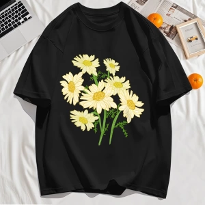 Y2k Vintage Tişört Tee Sarı Çiçekler Baskı