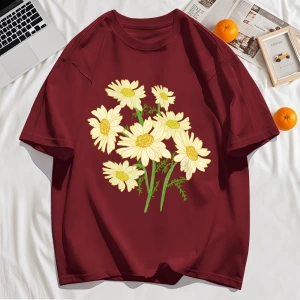 Y2k Vintage Tişört Tee Sarı Çiçekler Baskı