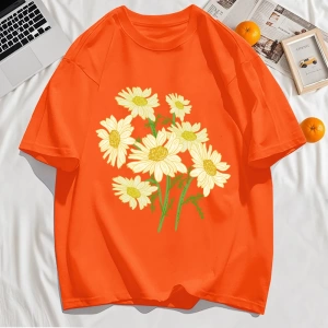 Y2k Vintage Tişört Tee Sarı Çiçekler Baskı