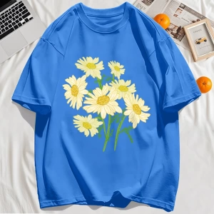 Y2k Vintage Tişört Tee Sarı Çiçekler Baskı