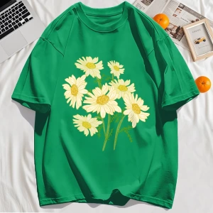 Y2k Vintage Tişört Tee Sarı Çiçekler Baskı