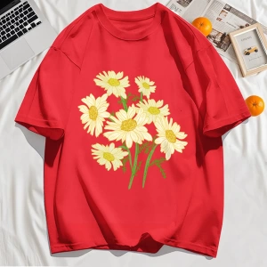 Y2k Vintage Tişört Tee Sarı Çiçekler Baskı
