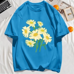 Y2k Vintage Tişört Tee Sarı Çiçekler Baskı