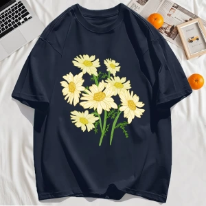 Y2k Vintage Tişört Tee Sarı Çiçekler Baskı