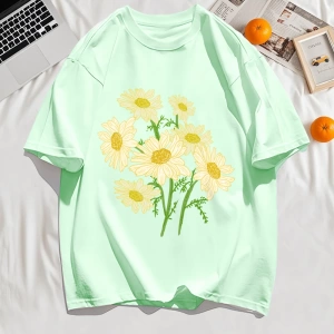 Y2k Vintage Tişört Tee Sarı Çiçekler Baskı